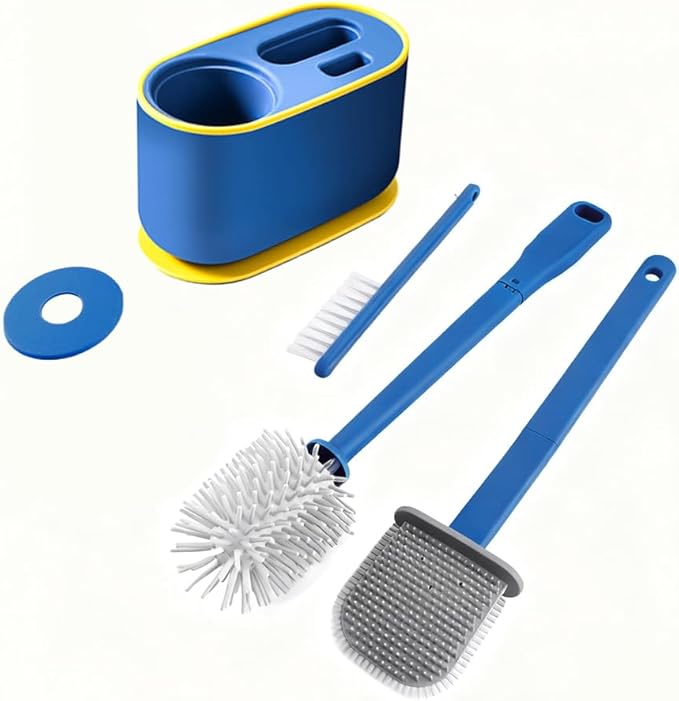 Toilet Brush Set, Bathroom Accessories, Toilet Bowl Cleaners, Deep Cleansing Multifunctional Hanging Toilet Brush Set for Bathroom(Bule)