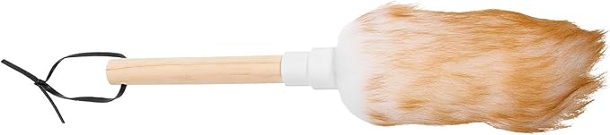 VILLCASE Lambswool Duster with Wooden Handle, Small White Cleaning Tool for Home and Car Dust Removal, Washable Soft Duster for Household and Office Use