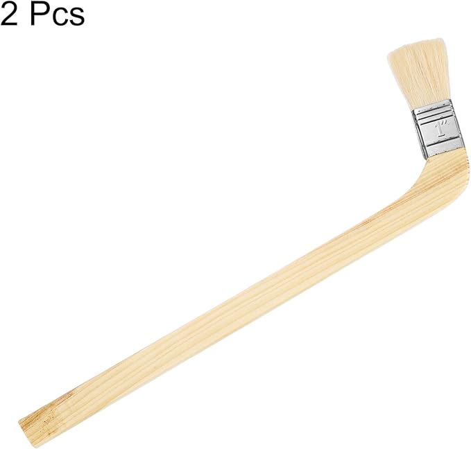 HARFINGTON Paint Brush 2Pcs 1" Brush Width Soft Wool Variety Angled Bend Brushes Radiator Paint Brush for Painting Furniture Walls Treatment, Light Brown