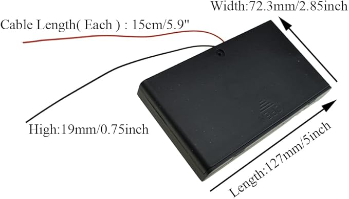 HAHIYO 12V 8AA Battery Holder Bundle with Wire Sturdy Cover Flexible Springs Contact Build-in Switch Batteries Black Case Easy Install 2 Pieces for Wall Clocks Ham Radio Kids Toys