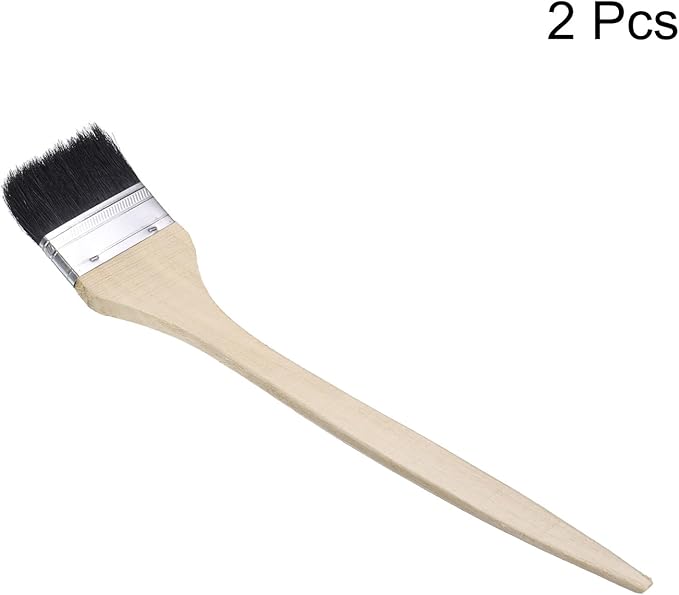 uxcell 2pcs Bent Radiator Paint Brush 3" Width Curved Wall Paint Soft Bristle Brushes with Long Wood Handle for Painting DIY Wall Treatment
