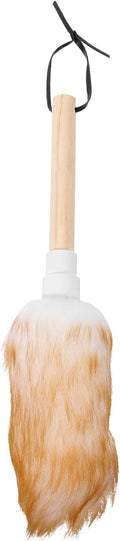 Cabilock Lambswool Duster for Cleaning, Washable White Sweeper with Wooden Handle, Small Size Household Dust Cleaning Tool for Furniture and Car Use