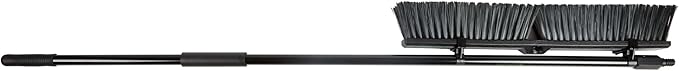 Restaurantware-Clean Tek Professional 23.62 Inch Push Broom, 1 Heavy-Duty Broom with 59â€ Handle - Medium Bristles, 2 Handle Attachment, Wooden, Commercial Use, for Deck, Garage, Yard, Patio