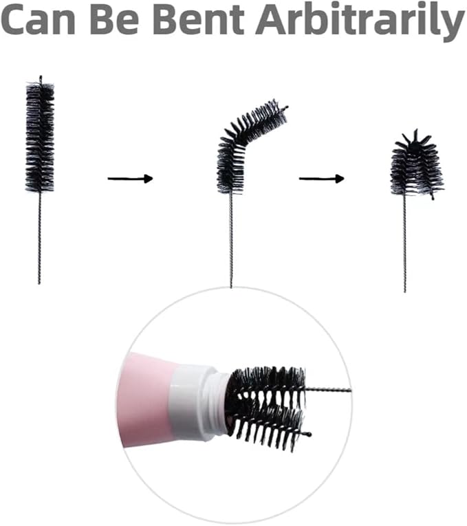 Flexible Drain Brush Straw Cleaner Set, Nylon Cleaner Double Ended Elastic Hose 65 inch and 10 PCS Extra Long Pipe Cleaner 10 inch