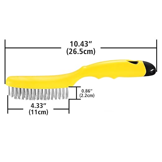 Wire Scratch Brush Stainless Steel with 10.5" Curved Plastic Handle and 79 Bundles of Bristles, Heavy Duty for Dirt Rust Removal Before Welding, Dust Paint Scrubbing (LWH-SP-wb)