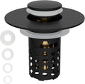 Universal Bathroom Sink Drain Strainer Hair Catcher Upgraded with Removable Stainless Steel Filter Basket, 3 in 1 Pop Up Sink Stopper for 1.1''~2.36'' Sink Basin Hole, Matte Black
