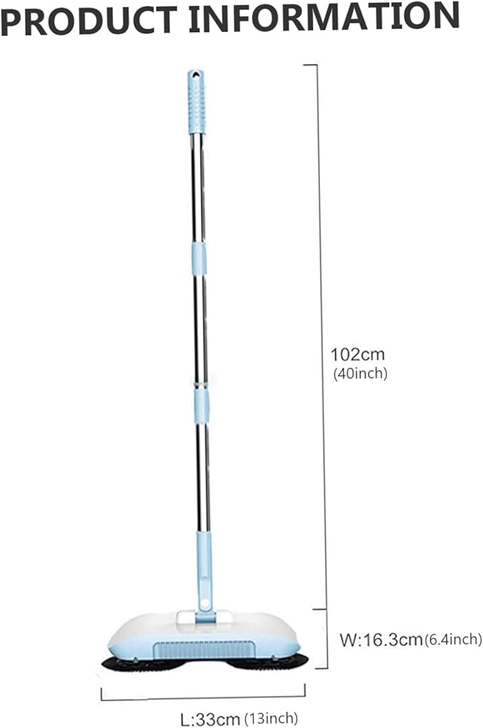 Carpet Sweeper Manual Manual Vacuum Sweeper 2 in 1 Hand Push 180 Degree Rotating Sweeping Mop Crumb Vacuum Cleaner Home Cleaning Tool for Sweeping Blue