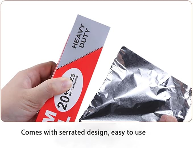 Roll Pack Aluminum Foil, 100 Square Feet, 10 Microns Thick, Food Grade Tin Foil, Used for Thickening Aluminum Foil for Grilling, Baking, Air Fryers and Ovens