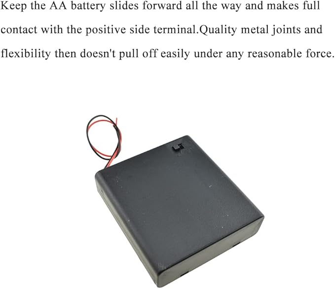 HAHIYO 6V AA Battery Holder Bundle with Wire Sturdy Cover Flexible Springs Contact Build-in Switch Batteries Black Case Easy Install 3 Pieces for Wall Clocks Ham Radio Kids Toys
