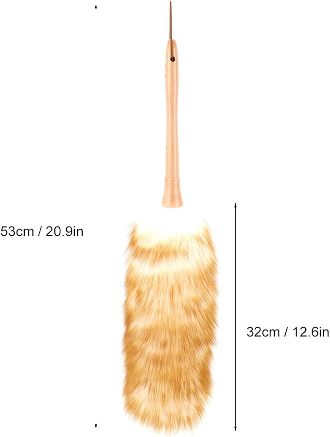 Generic Lambswool Duster, Long Handle Duster Lambs Wool with Wooden Handle Soft Lambs Wool for Ceilings, Curtains, Computer Screens, Keyboards