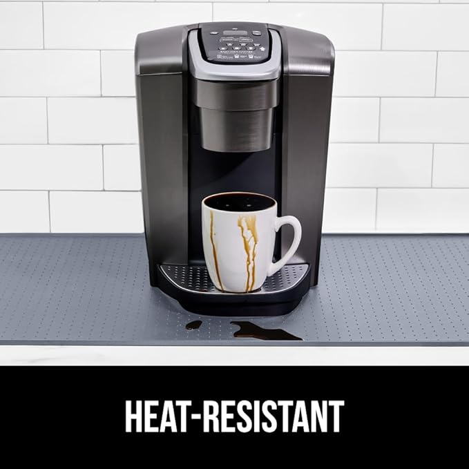 GORILLA GRIP Silicone Coffee Mat, 18x28, Espresso Machine Bar Accessories, Keep Kitchen Counters Clean, Stays in Place, Waterproof and Heat Resistant Dish Drying Mats, Home Decor Essentials, Gray