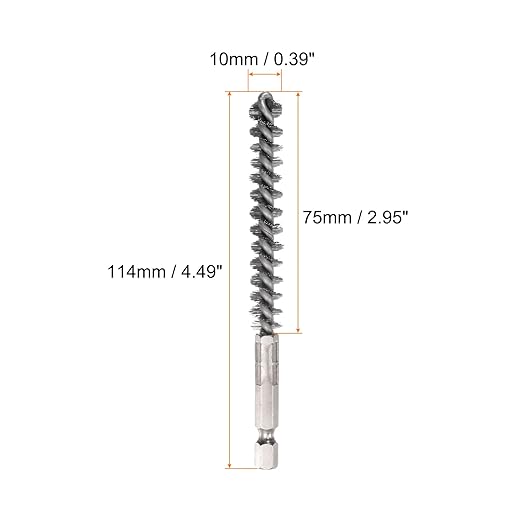 HARFINGTON 3pcs Stainless Steel Bore Brush 10mm Dia Cleaning Wire Brush with Handle 1/4 Inch Hex Shank for Tubes, Ports, Bearings