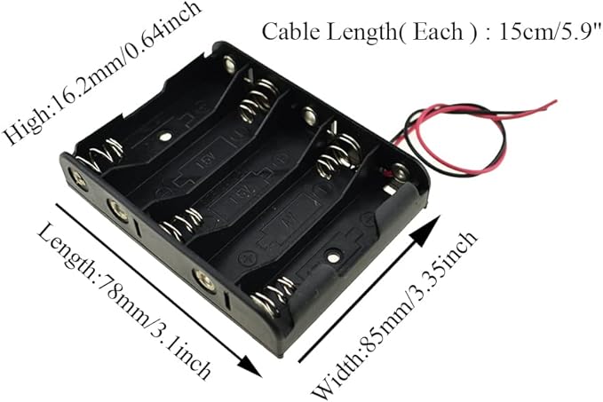 HAHIYO 7.5V 5AA Battery Holder Bundle Series with Wire Sturdy Clapm Flexible Springs Contact Build-in Harnesses Batteries Black Case Easy Install 3 Pieces for Wall Clocks Ham Radio Kids Toys