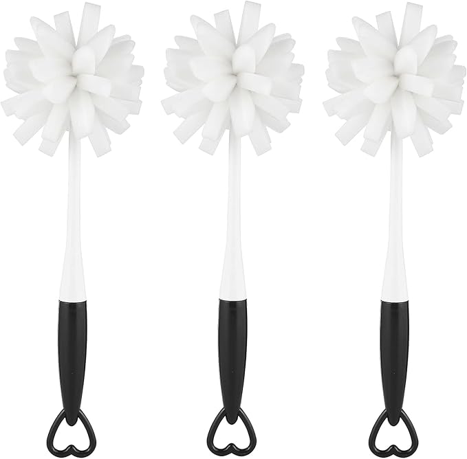 ALINK Bottle Glass Dish Sponge Cleaning Brush with Handle, Pack of 3