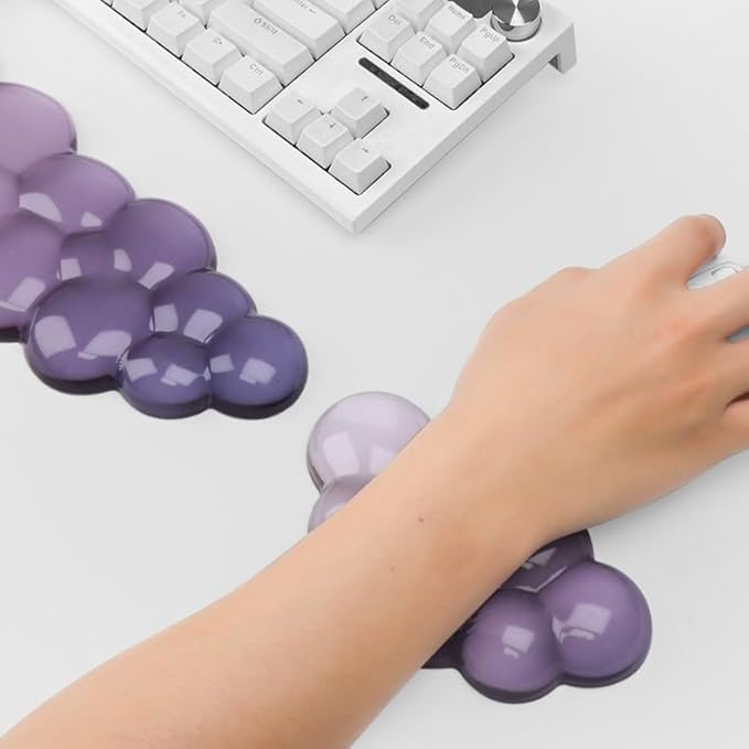 YOWKA Ergonomic Wrist Rest Set for Keyboard and Mouse, Cooling Gel Support (Transparent)