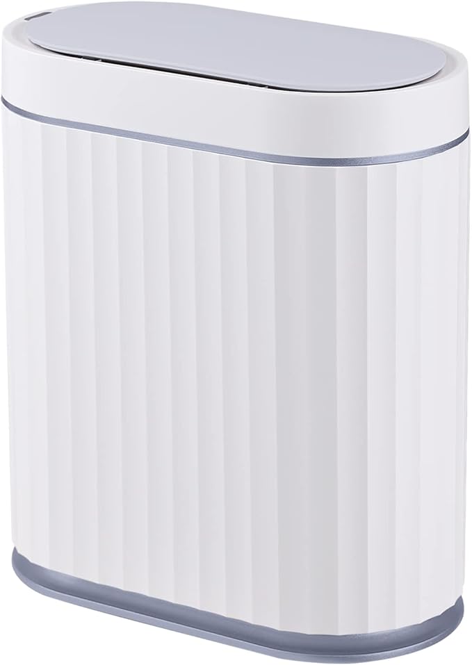 ELPHECO Bathroom Trash can Motion Sensor, Automatic Garbage can, Slim Plastic Smart Trash Bin with Lid, Commercial Intelligent Wastebaskets for Bedroom, Bathroom, Office, Grey, 2 Gallon