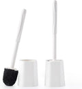 2 Pack Toilet Brush for Bathroom, Toilet Brush and Holder Set, Toilet Bowl Brush with Long Handle for Drip-Proof Deep Cleaning with Hidden Scrubber Brush White