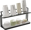 2-Tier Space-Saving Drain Rack with Removable Tray, Cup Storage Rack for Kitchen Sink, Dish Drying Organizer (Black)