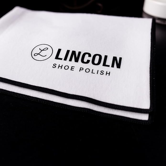 Lincoln Shoe Polish 4-Pack Shoe Shine Cloths – Heavyweight 14×14 Premium Cotton Polish & Buffing Cloth for Shoes, Leather, Boots – Reusable, Stitched Edges for Mirror Finish