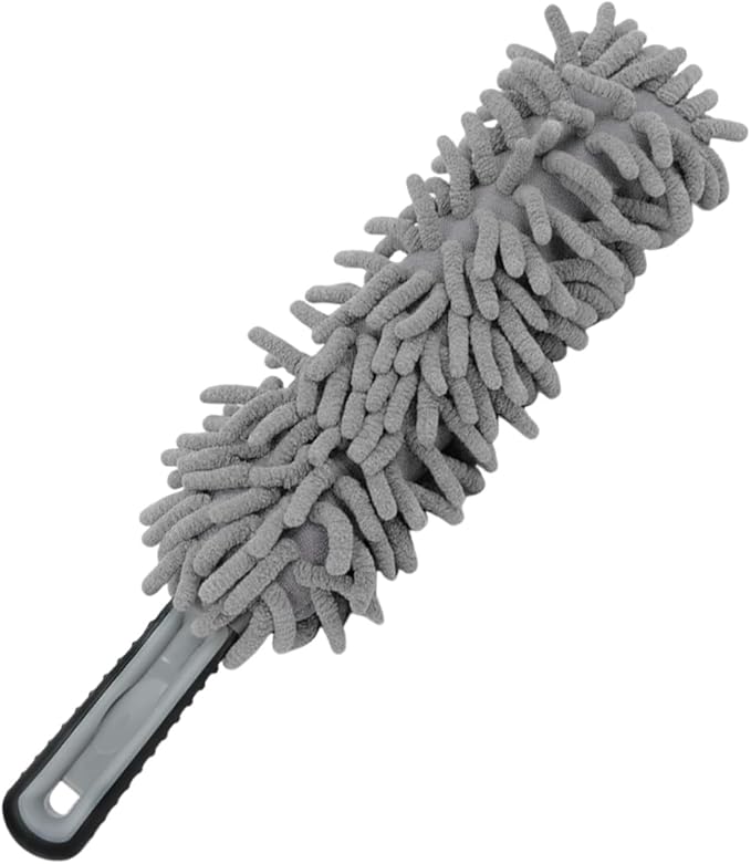 Car Interior Duster, No Scratch Microfiber Cleaning Brush with Comfortable Handle, Universal Auto Detailing Cleaning Supplies for Vehicle Home Office (Gray)