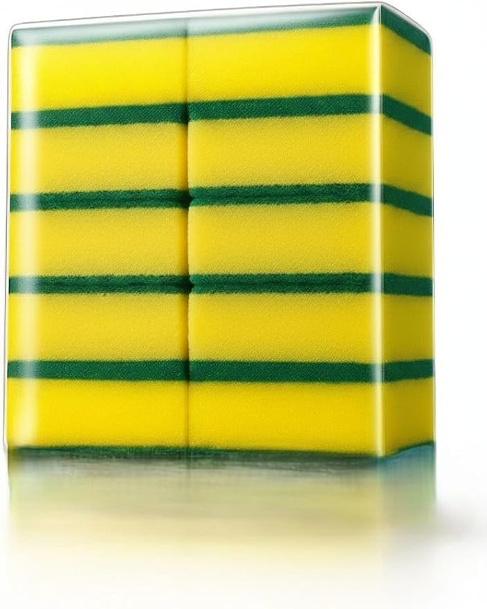 Kitchen Sponges 10-Pack Heavy Duty Dual Sided Dish Scrubber Sponges, Sponges for Cleaning Pots Pans & Non Stick Cookware, Durable Stink Free Household Kitchen Cleaning Supplies & Scrub Sponges.