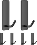 Small Self Adhesive Hooks for Walls No Damage, 6-Pack Stainless Steel Stick on Hooks for Hanging Towel Key Hat Bag Jewelry, Sticky Hangers for Kitchen Bathroom Door (Black(6pcs))