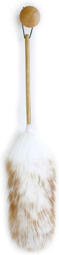 Lambswool Duster with Solid Wooden Handle, Flexible, Good Grips, Anti-Static, Feather Duster for Domestic and Professional Cleaning(B)