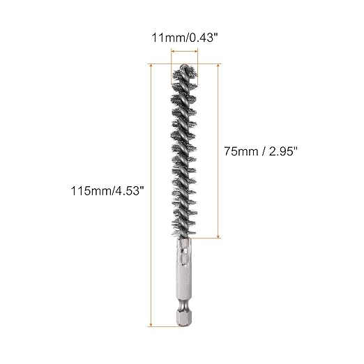 HARFINGTON 5Pcs Bore Brush Stainless Steel 11mm Dia Cleaning Twisted Wire Brush Tube Pipe Cleaner with Handle 1/4 Inch Hex Shank for Tubes, Ports, Bearings