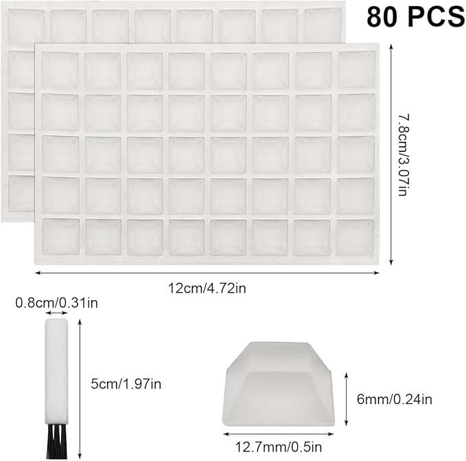 80 Pcs Raised Keyboard Stickers with cleaning brush for Nail-Art Typing, Adhesive Keycap Riser Cover for Long Nails Protection for Numeric Keypad, Square,Keyboard Bubbles for Long Nails,Square