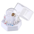 2 in1 Nail Drill Bit Holder and Nail Drill Bits Cleaner Brush Case, 24 Holes White Nail Drill Bit Holder Stand Display Organizer Dust Proof Storage Container Box Case Nail Tech Supplies
