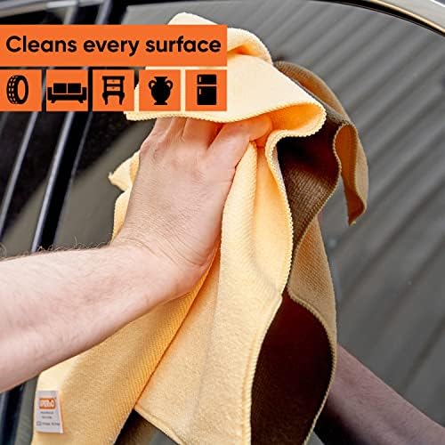 Superio Microfiber Cleaning Cloth for Cars, Kitchen Cleaning Rags for Housekeeping, 16" Micro Fiber Towels for House, Bathroom Absorbent All-Purpose Streak-Free lint-Free Wash Cloths (3 Yellow)