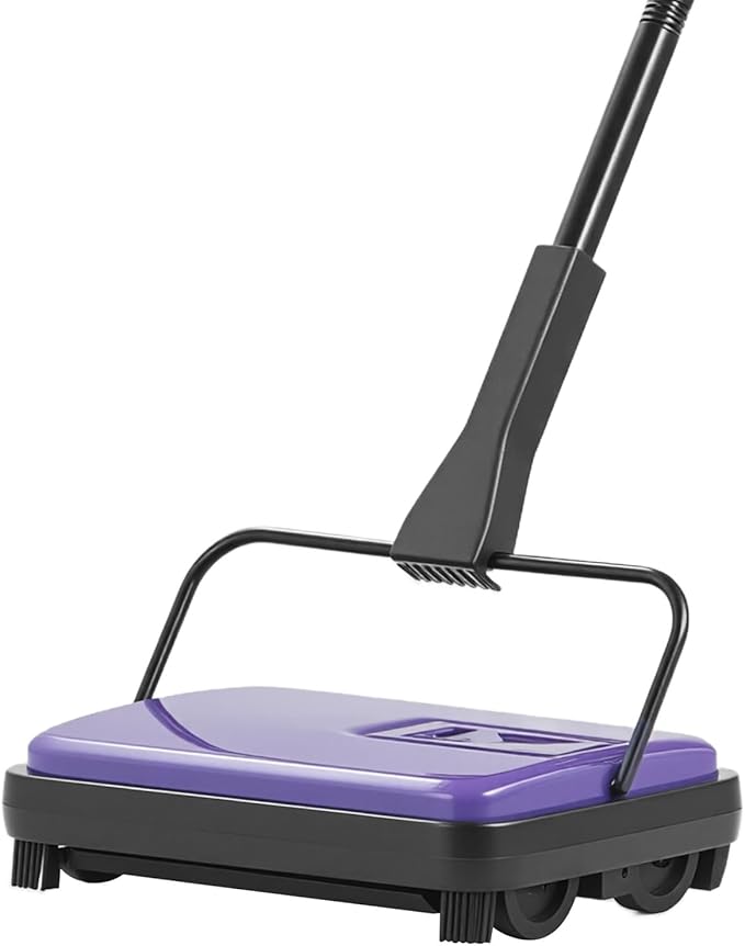 Happybuy Manual Carpet Sweeper with 300ml Dustbin - 6.7" Cleaning Width for Pet Hair, Dust & Debris on Carpets & Hard Floors (Purple)