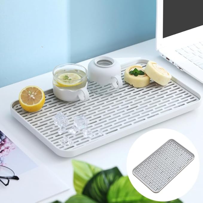 Double Layer Bottle Drying Rack and Drain Tray with Non-Slip Design Kitchen Countertop Organizer for Bottles Cups and Utensils