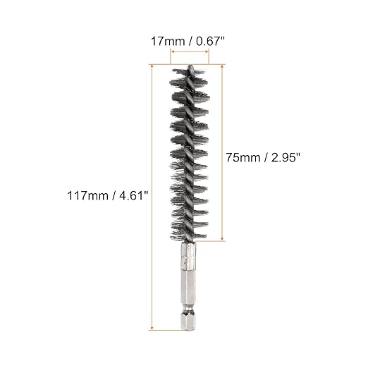 HARFINGTON 3pcs Stainless Steel Bore Brush 17mm Dia Cleaning Wire Brush with Handle 1/4 Inch Hex Shank for Tubes, Ports, Bearings