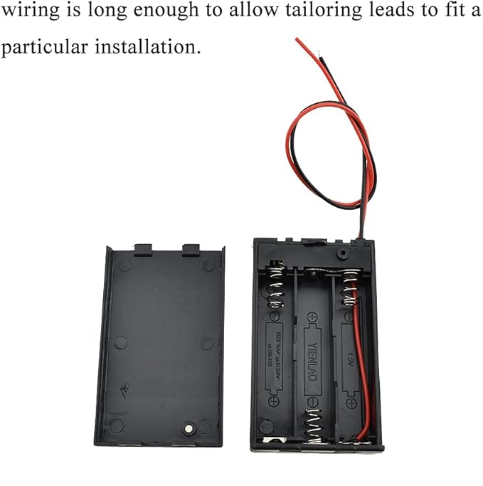 HAHIYO 4.5V AAA Battery Holder Bundle with Wire Sturdy Cover Flexible Springs Contact Build-in Switch Batteries Black Case Easy Install 6 Pieces for Wall Clocks Ham Radio Kids Toys