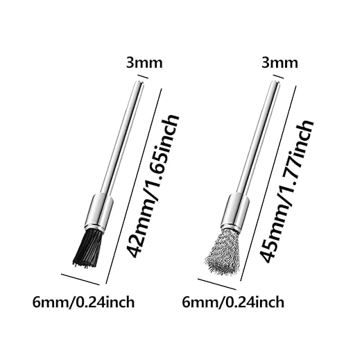 20 Pcs Nylon Bristle Brushes and Steel Cleaning End Brushes Pen, 1/8″(3mm) Wire Brush for Drill Abrasive Cup Brushes,Rust Paint Removal Bits Polishing Rotary Tool