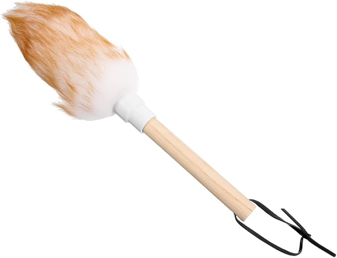 Lambswool Duster with Handle, Small White Wool Cleaning Brush, Washable Household Dusting Tool for Furniture and Car Cleaning