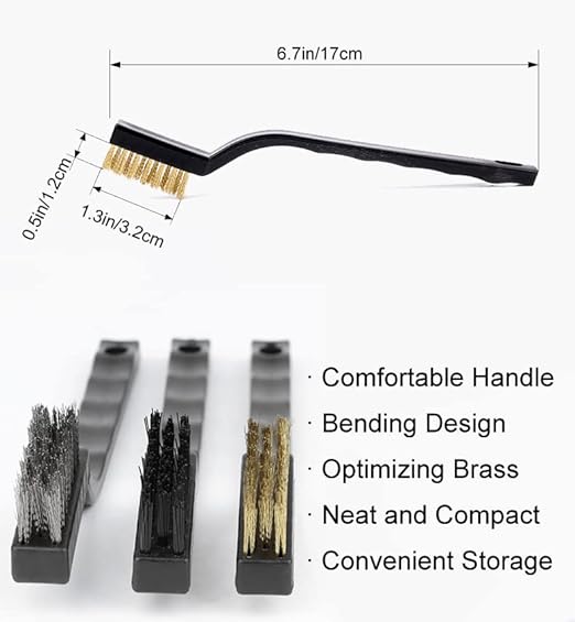 Brass Wire Brush Rust Remover, Small Wire Brush for Cleaning, Paint Stripper for Metal, Wood, Rustoleum Fabric Spray Paint (Brass, Steel, Nylon, 12.00)