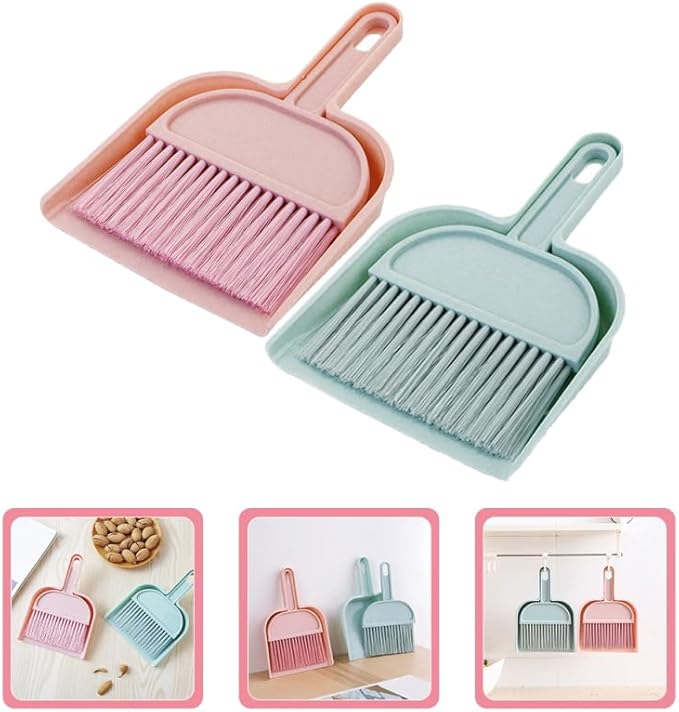 Cabilock Mini Desktop Broom and Dustpan Set for Kids Small Handheld Sweeper with Ergonomic Handle Portable Cleaning Tool for Desks Tables Pet Areas 7.87X5.70X1.18In