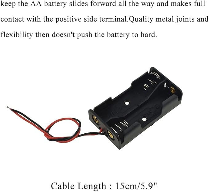 HAHIYO 3V AA Battery Holder Bundle Series with Wire Sturdy Clapm Flexible Springs Contact Build-in Harnesses Batteries Black Case Easy Install 8 Pieces for Wall Clocks Ham Radio Kids Toys