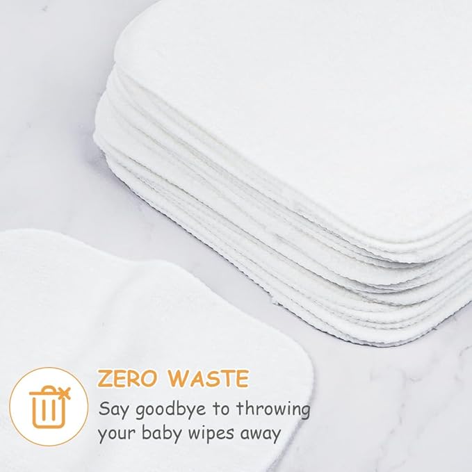 AOMIG Reuseable Cleaning Cloths 25PCS Washable Cotton White Cleaning Rags 15x15cm Reusable Soft Lint Free Cloth Multipurpose Terry Cloth Rags Dusting Cloths Terry Towels