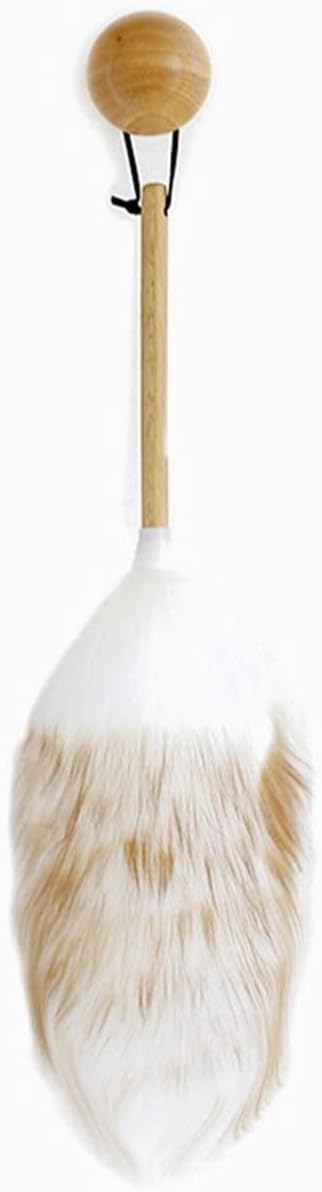Lambswool Duster with Solid Wooden Handle, Flexible, Good Grips, Anti-Static, Feather Duster for Domestic and Professional Cleaning(A)