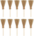 5Pcs Mini Witch Brooms for Dollhouse, Handmade 1:12 Scale Broomstick Set, Fairy Cottage Display and Cosplay Props