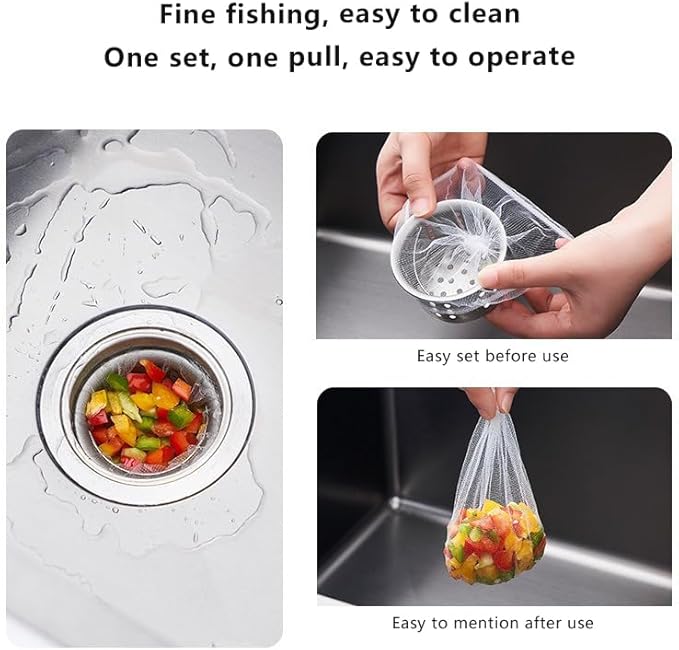 Disposable Mesh Sink Strainer Bags (420 Count) for Kitchens, Bathrooms and Showers Precisely captures Hair and Food Debris Easy to Clean Suitable for Kitchen, Bathroom, Shower Drain Pipes.