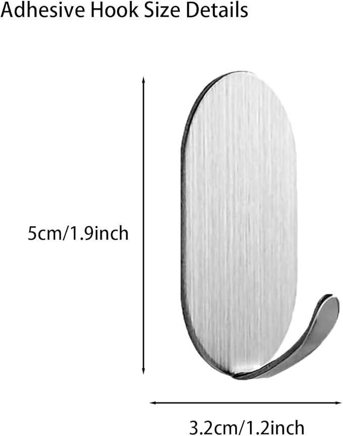 Sticky Adhesive Hooks 10 Pack Stainless Steel Stick Hooks for Hanging Towel Coat Bath Robe Key Loofah Metal Utility Hook for Kitchen Bathroom Shower