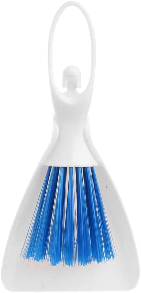 SEIS 3 Pack Hamster Dustpan and Broom Set Mini Guinea Pig White Dancer Design Besom Chinchillas Sweeper Cavy Cage Clean Hedgehogs Scooper for Small Animal (Blue)