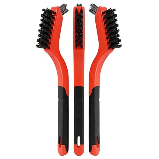 3-Piece Nylon Brush Set, Multi-Purpose Clean Stove Window Track Tile Grout Gap, Wear-Resistant U-Shape Bristles No Shedding, Easy Grip Handle, Homemakers Essential Cleaning Tool Kit