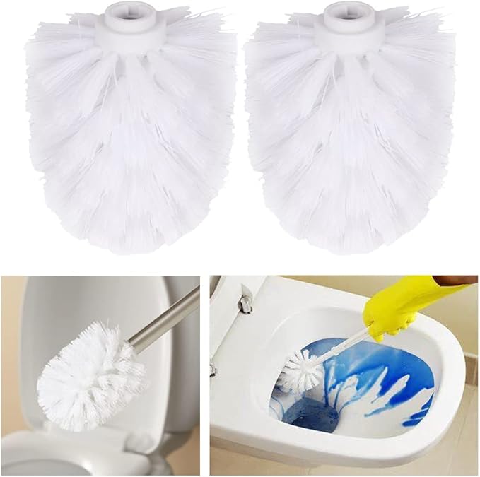 EKDJKK 2PCS Toilet Bowl Brush Replacement Head, Toilet Brush Head Replacement with Durable Stiff Bristles, Cleaning Tool for Home Hotel Bathroom (White)