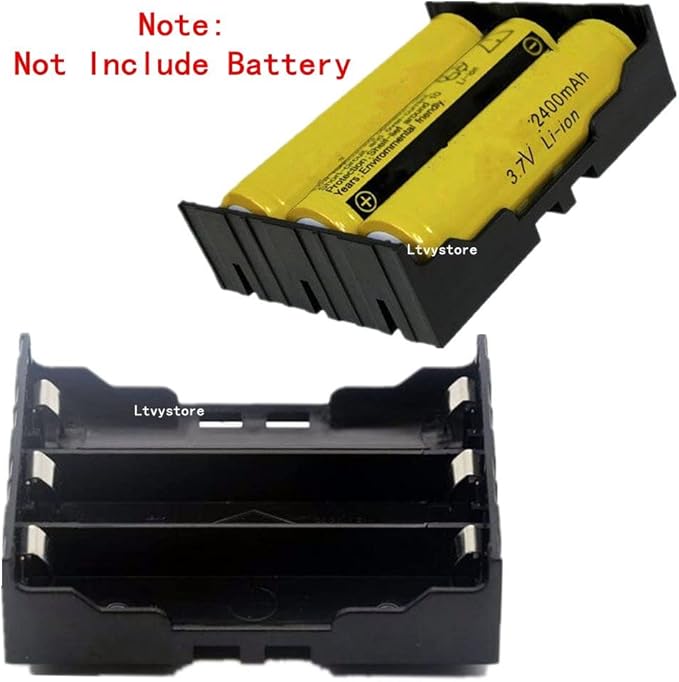 18650 Battery Case Holder, 5 Pack 3 Slots x 3.7V DIY Battery Storage Box, in Parallel Black Plastic Batteries Case with Pin for 3 x 18650