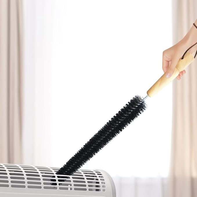 2Pcs Radiator Brush, Dryer Lint Brush Vent Cleaner, 16 inch Long Flexible Refrigerator Coil Soft Bristile Brush with Wooden Handle, Laundry Room and Washer Dryer Organizer (Color:Black)
